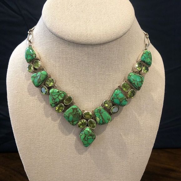 Mohave Lime Green Copper Infused Turquoise and Sterling Silver 925 Bracelet - Picture 11 of 16